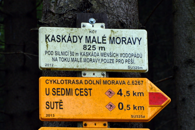 Rozcestník Kaskády Malé Moravy